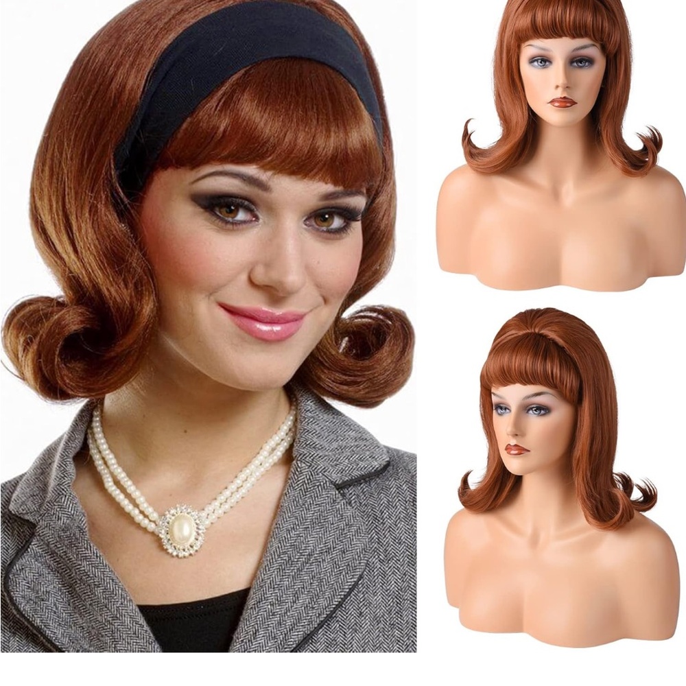 60’s Retro Mod Auburn Redhead Women's Wig Costume